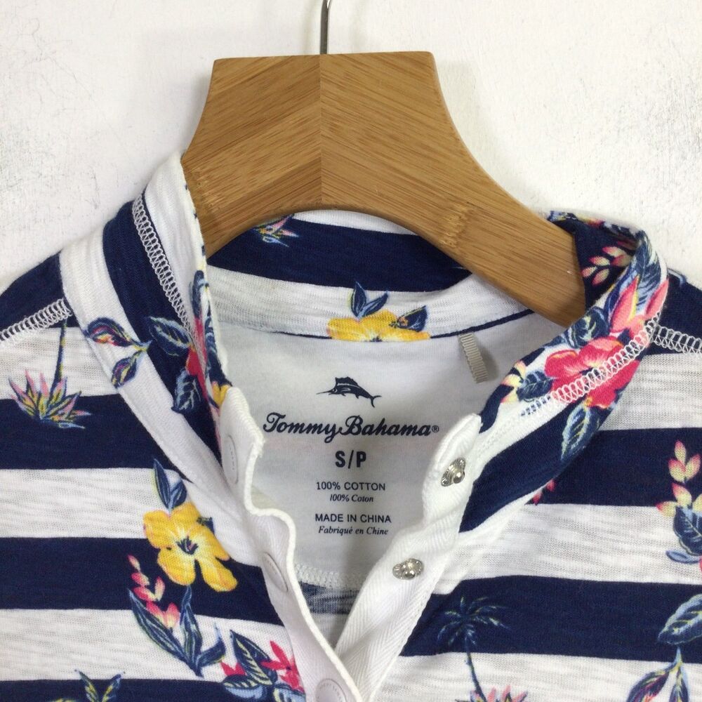 Tommy Bahama Womens Lanai and Order Floral Stripe Sweatshirt White Blue Size S - Picture 7 of 12